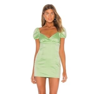 Superdown Ariel Light Lime Green Satin Mini Dress Size Medium
